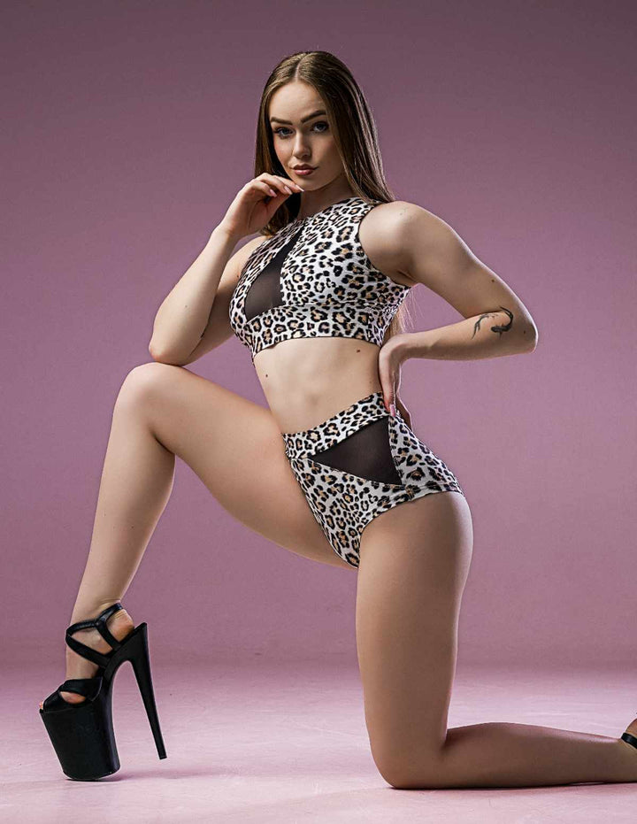 Pole shorts Monica Leo | Shorts | Color: Leo / mesh | Pole Shorts | Dragonfly Pole Dance Clothing and Bikram Hot Yoga Wear