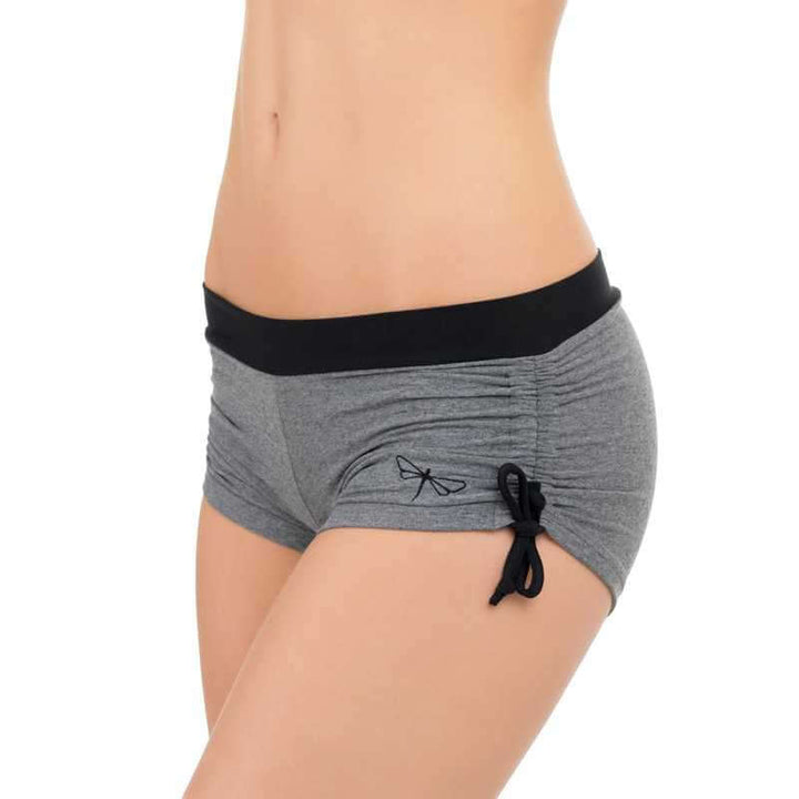 Adjustable shorts Emily | Shorts | Color: grey melange / black | Pole Shorts | Dragonfly Pole Dance Clothing and Bikram Hot Yoga Wear