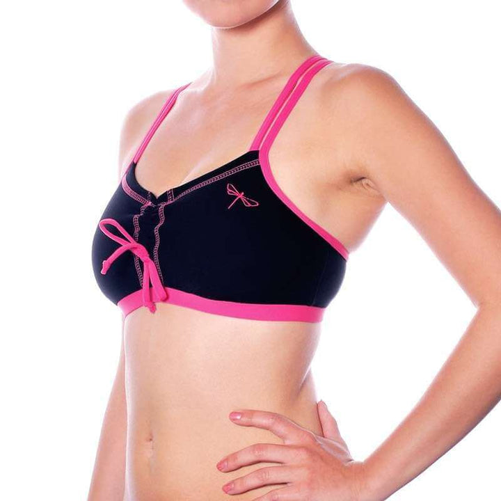 Adjustable sports bra Nella | Sports bra | Color: black / pink | Women's sports bra | Dragonfly Pole Dance Clothes and Bikram Hot Yoga Outfit