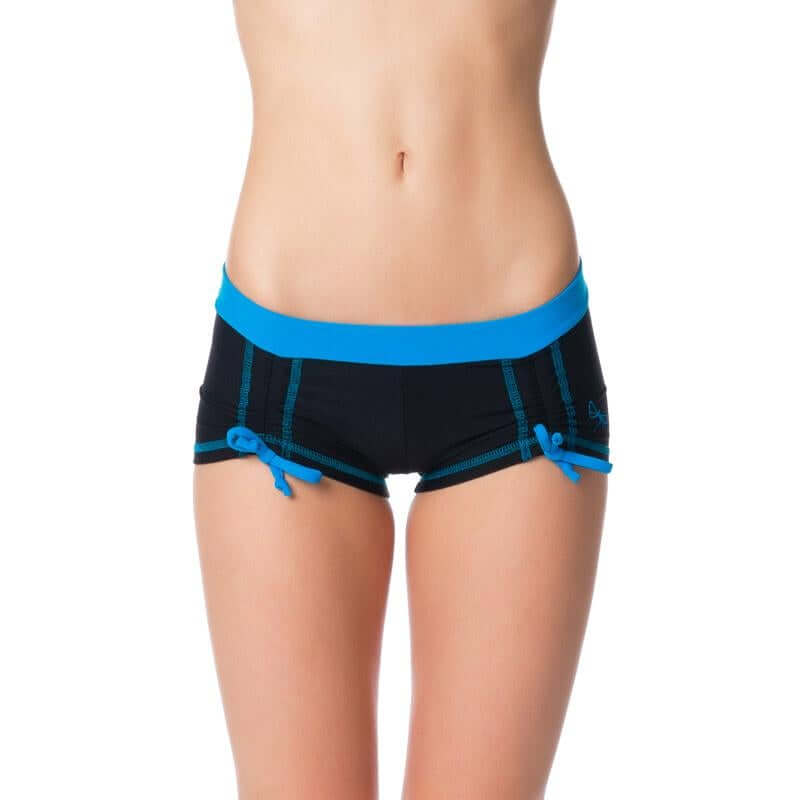 Pole fitness shorts Bella | Shorts | Color: black / azure | Pole Shorts | Dragonfly Pole Dance Clothing and Bikram Hot Yoga Wear