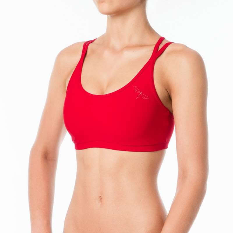 Soutien-Gorge de Sport pour Pole Dance et Hot Yoga | Sports bra | Color: red | Women's sports bra | Dragonfly Pole Dance Clothes and Bikram Hot Yoga Outfit