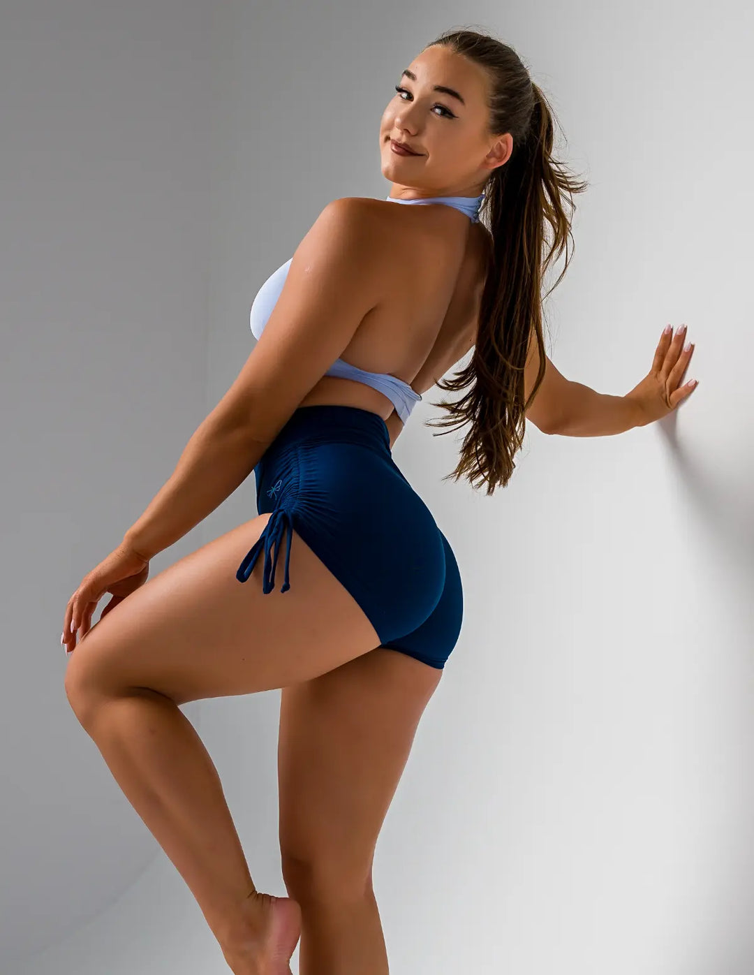High Waist Drawstring Pole Shorts - Emma