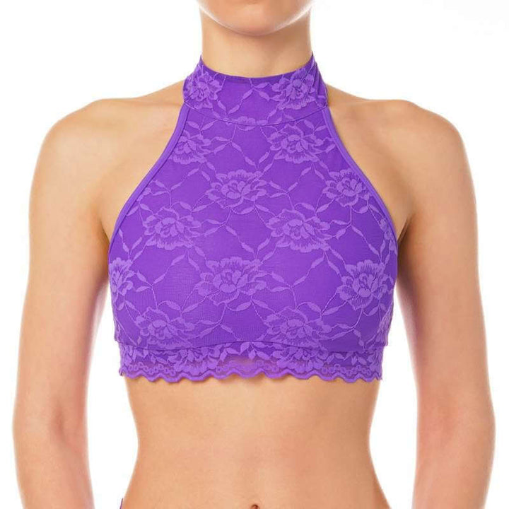 Lace sports bra Lisette | Sportovní podprsenka za krk s krajkou - Lisette | Brassière sport halter en dentelle - Lisette | Women's sports bra | Dragonfly Pole Dance Clothes and Bikram Hot Yoga Outfit
