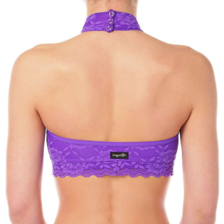 Lace sports bra Lisette | Neckholder Sport-BH mit Spitze - Lisette | Color: red lace | Women's sports bra | Dragonfly Pole Dance Clothes and Bikram Hot Yoga Outfit