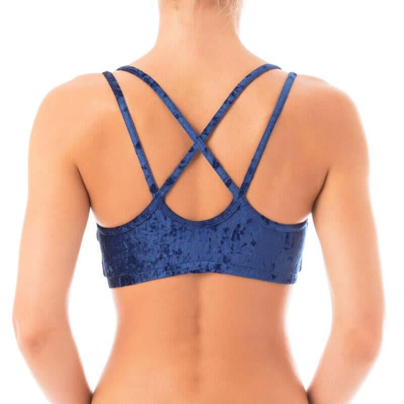 Velvet sports bra Nicole | Sports bra | Color: bronze velvet | Women's sports bra | Dragonfly Pole Dance Clothes and Bikram Hot Yoga Outfit